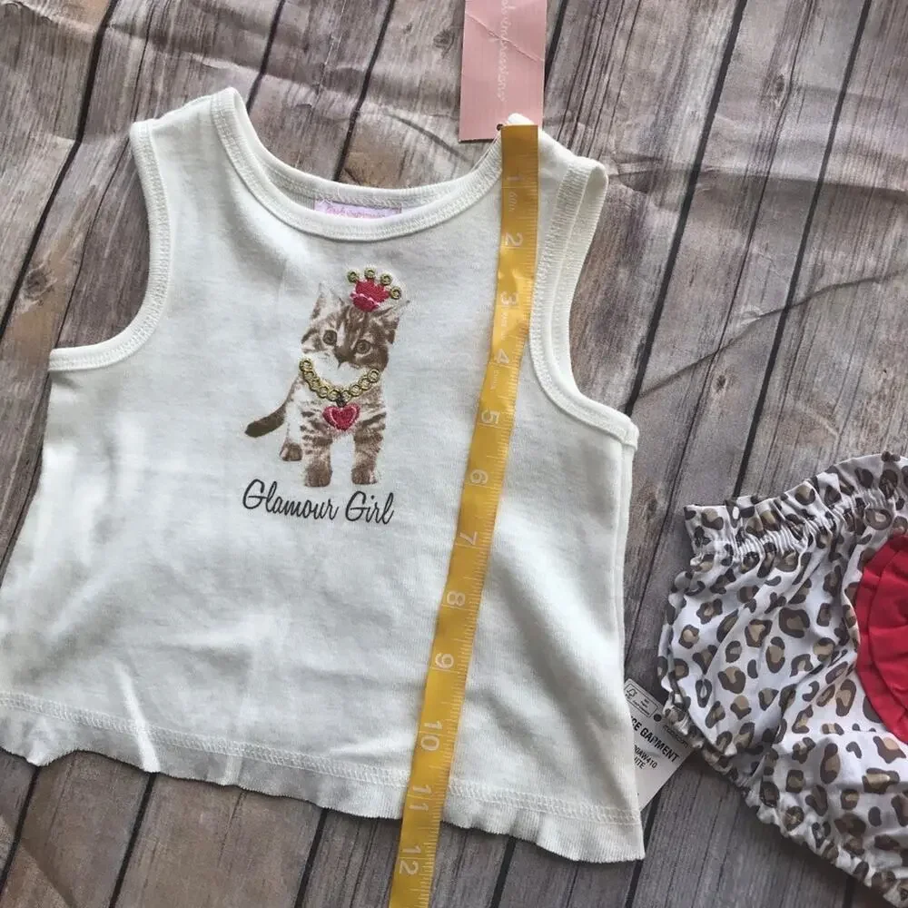 First Impressions Girls Outfit‎ Size 3-6 Mo Leopard Cat Set Ruffle Bum NEW